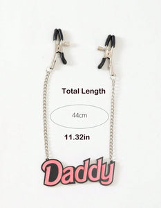 Daddy’s Girl Nipple Clamps Daddy Adjustable with Chain BDSM