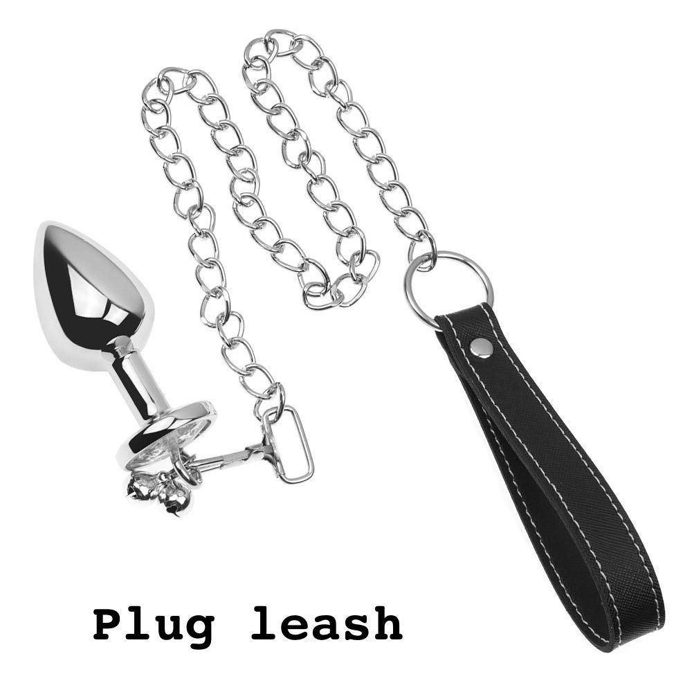 Anal Butt Plug with Leash and Chain BDSM Bondage Adult Toy